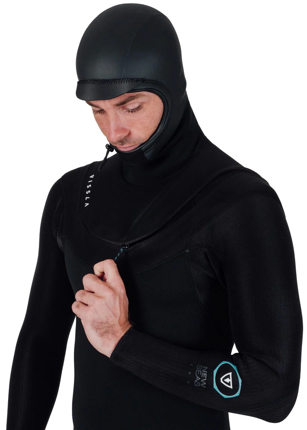 New Seas 5-4 U-Zip Hooded Wetsuit - BLK - Image 19